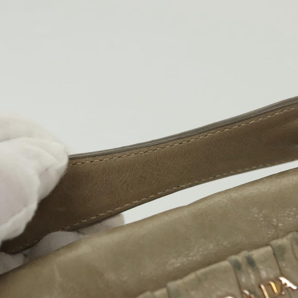 PRADA Chain Shoulder Bag Leather Beige Gold Auth 138848