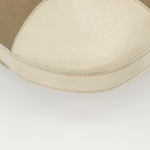 PRADA Shoulder Bag Canvas Beige Silver Auth 138851