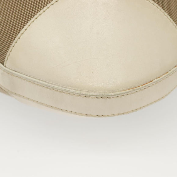 PRADA Shoulder Bag Canvas Beige Silver Auth 138851