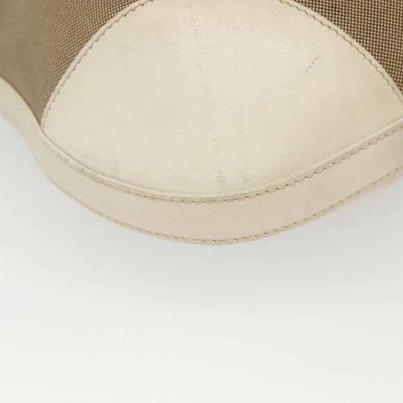 PRADA Shoulder Bag Canvas Beige Silver Auth 138851