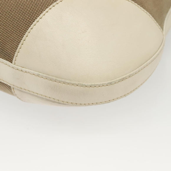 PRADA Shoulder Bag Canvas Beige Silver Auth 138851