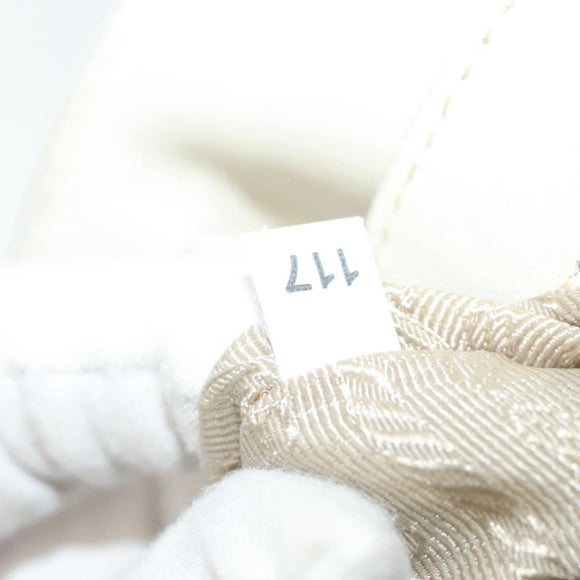 PRADA Shoulder Bag Canvas Beige Silver Auth 138851