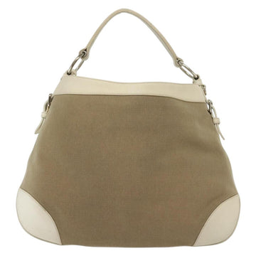 PRADA Shoulder Bag Canvas Beige Silver Auth 138851 - 0