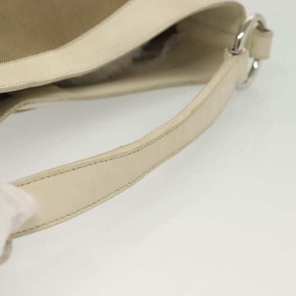 PRADA Shoulder Bag Canvas Beige Silver Auth 138851