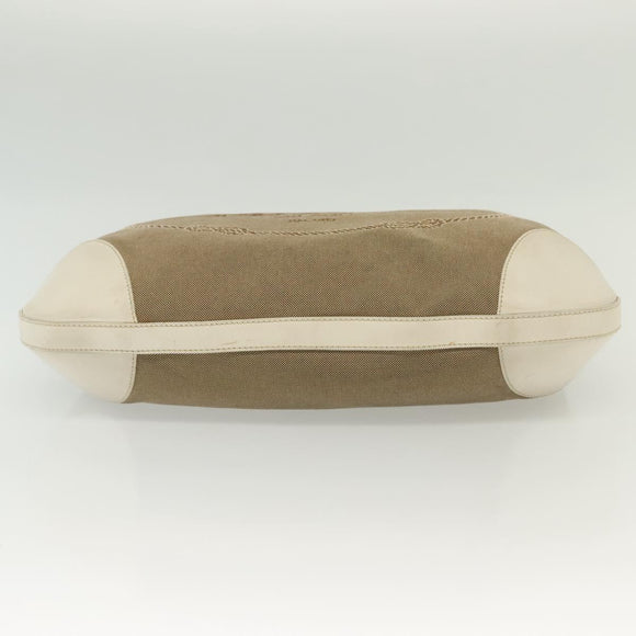 PRADA Shoulder Bag Canvas Beige Silver Auth 138851