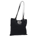 FENDI Tote Bag Nylon Black Silver Auth 138857-1