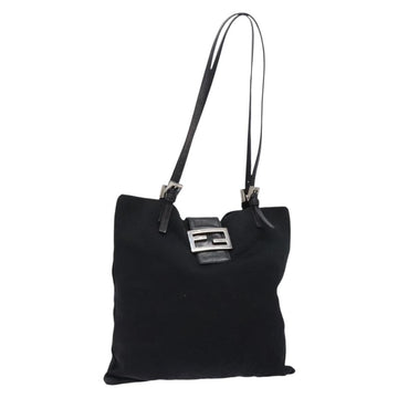 FENDI Tote Bag Nylon Black Silver Auth 138857