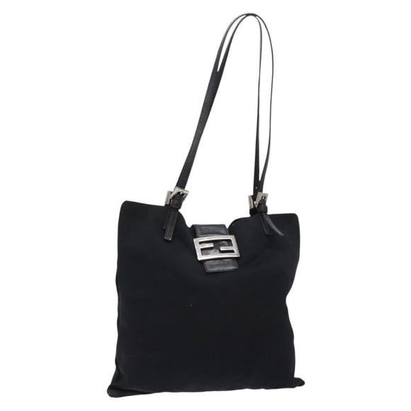 FENDI Tote Bag Nylon Black Silver Auth 138857