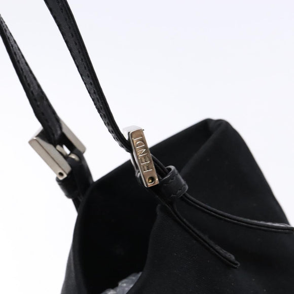 FENDI Tote Bag Nylon Black Silver Auth 138857