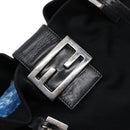 FENDI Tote Bag Nylon Black Silver Auth 138857-18