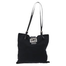 FENDI Tote Bag Nylon Black Silver Auth 138857-13
