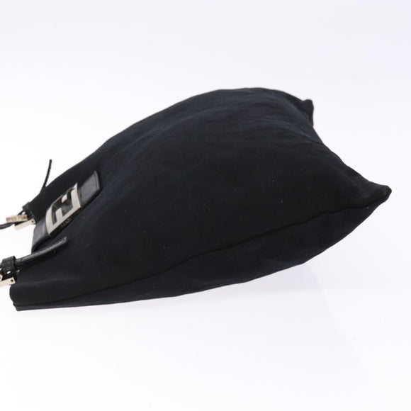 FENDI Tote Bag Nylon Black Silver Auth 138857