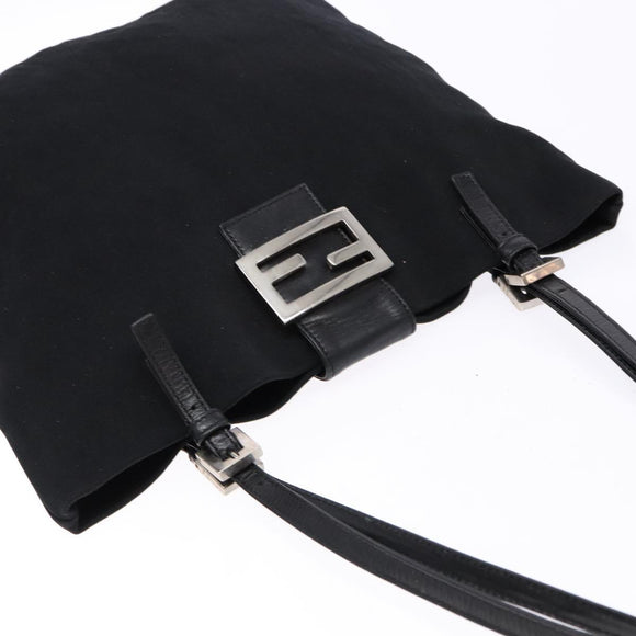 FENDI Tote Bag Nylon Black Silver Auth 138857