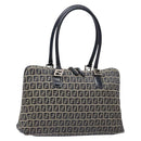 FENDI Zucchino Canvas Shoulder Bag Navy Silver Auth 138858-1