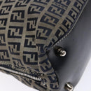 FENDI Zucchino Canvas Shoulder Bag Navy Silver Auth 138858-17