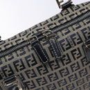 FENDI Zucchino Canvas Shoulder Bag Navy Silver Auth 138858-9