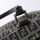 FENDI Zucchino Canvas Shoulder Bag Navy Silver Auth 138858-10