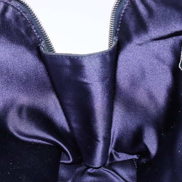 FENDI Zucchino Canvas Shoulder Bag Navy Silver Auth 138858