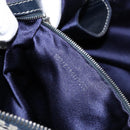 FENDI Zucchino Canvas Shoulder Bag Navy Silver Auth 138858-12