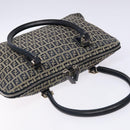 FENDI Zucchino Canvas Shoulder Bag Navy Silver Auth 138858-6