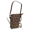FENDI Zucchino Canvas Phone Pouch Brown Gold Auth 138859-1