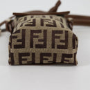 FENDI Zucchino Canvas Phone Pouch Brown Gold Auth 138859-5