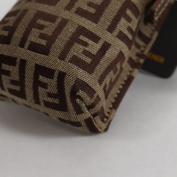 FENDI Zucchino Canvas Phone Pouch Brown Gold Auth 138859