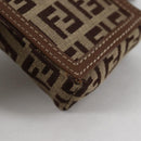 FENDI Zucchino Canvas Phone Pouch Brown Gold Auth 138859-17