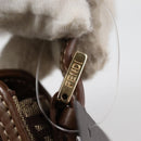 FENDI Zucchino Canvas Phone Pouch Brown Gold Auth 138859-18