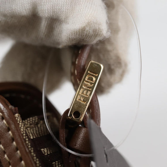 FENDI Zucchino Canvas Phone Pouch Brown Gold Auth 138859