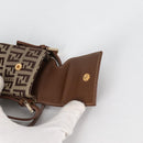 FENDI Zucchino Canvas Phone Pouch Brown Gold Auth 138859-10
