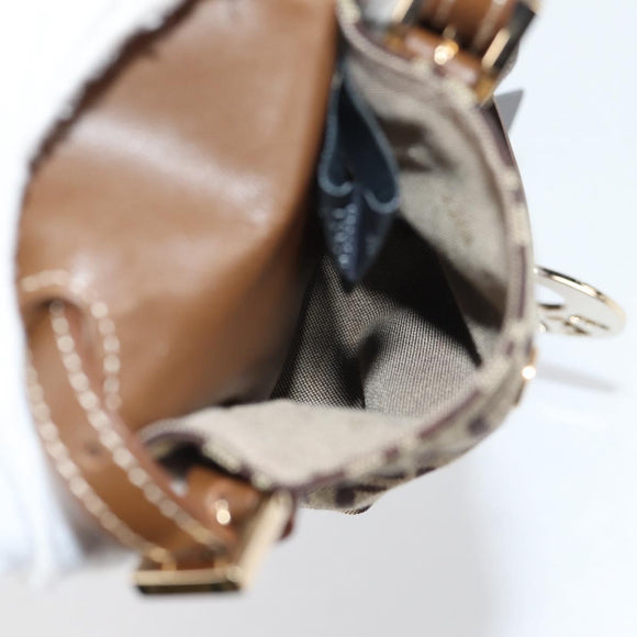 FENDI Zucchino Canvas Phone Pouch Brown Gold Auth 138859