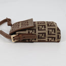 FENDI Zucchino Canvas Phone Pouch Brown Gold Auth 138859-3