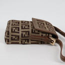 FENDI Zucchino Canvas Phone Pouch Brown Gold Auth 138859-4