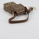 FENDI Zucchino Canvas Phone Pouch Brown Gold Auth 138859-7