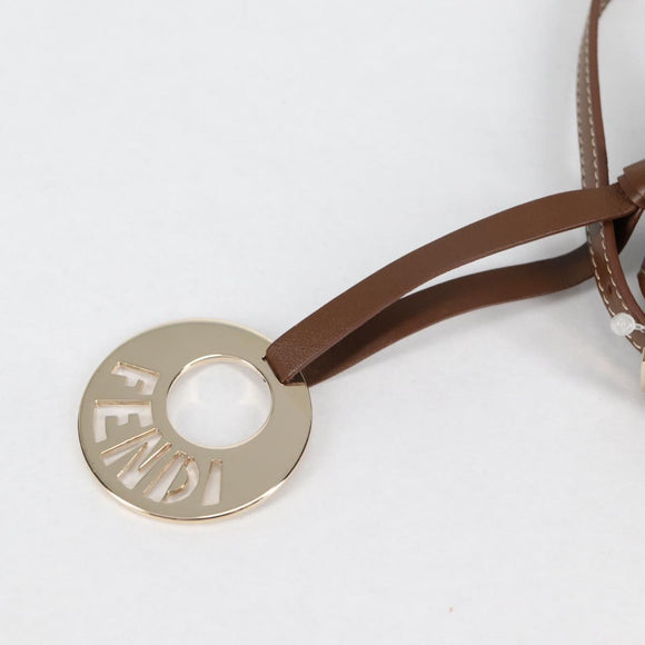 FENDI Zucchino Canvas Phone Pouch Brown Gold Auth 138859