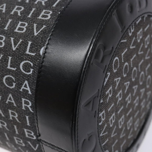 BVLGARI Logo Mania B-ZERO1 Hand Bag Canvas Black Silver Auth 138860