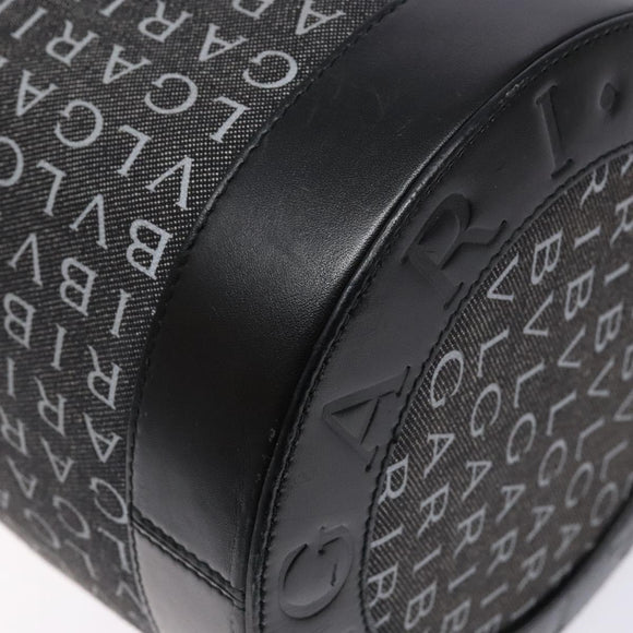 BVLGARI Logo Mania B-ZERO1 Hand Bag Canvas Black Silver Auth 138860