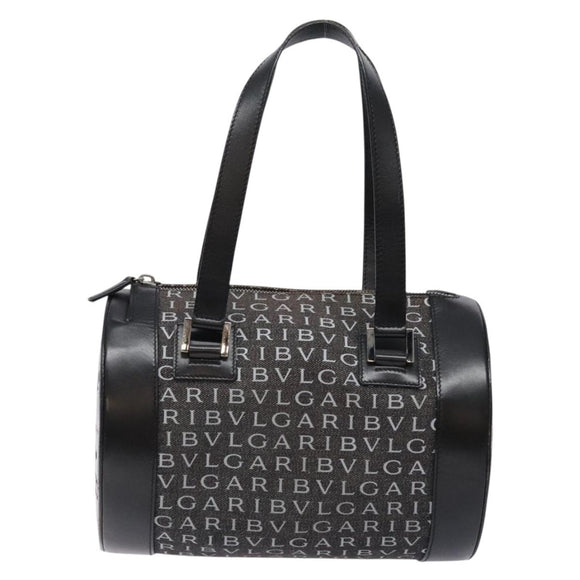 BVLGARI Logo Mania B-ZERO1 Hand Bag Canvas Black Silver Auth 138860