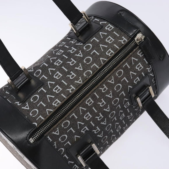 BVLGARI Logo Mania B-ZERO1 Hand Bag Canvas Black Silver Auth 138860