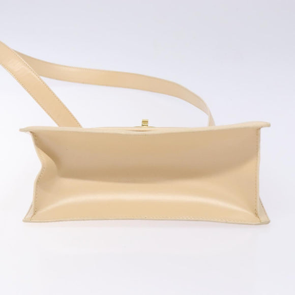 BVLGARI Shoulder Bag Leather Beige Gold Auth 138861