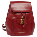 Salvatore Ferragamo Vala Backpack Leather Red Gold Auth 138862-1