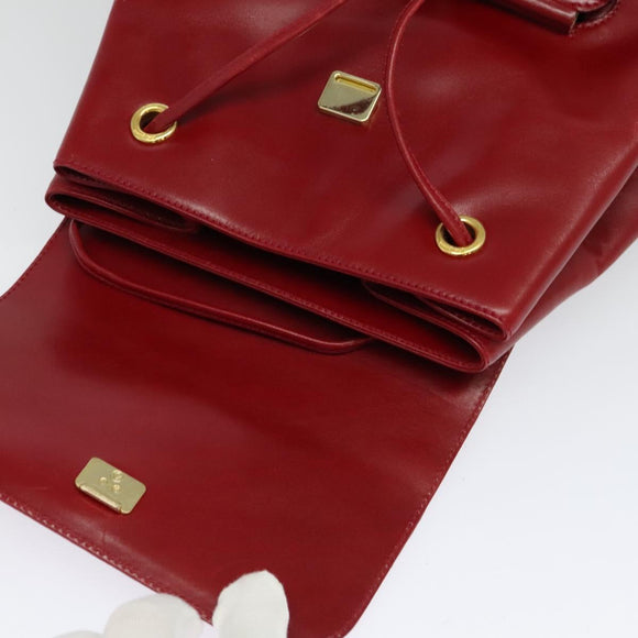 Salvatore Ferragamo Vala Backpack Leather Red Gold Auth 138862