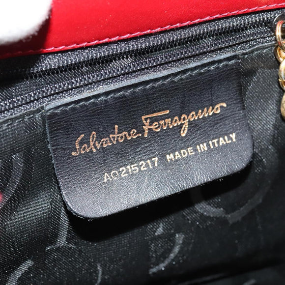Salvatore Ferragamo Vala Backpack Leather Red Gold Auth 138862