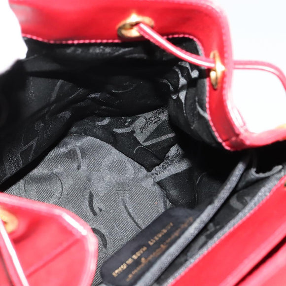 Salvatore Ferragamo Vala Backpack Leather Red Gold Auth 138862