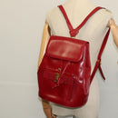 Salvatore Ferragamo Vala Backpack Leather Red Gold Auth 138862-22
