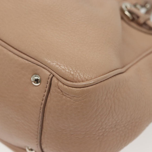 Salvatore Ferragamo Gancini Hand Bag Leather Pink Silver Auth 138865