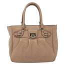 Salvatore Ferragamo Gancini Hand Bag Leather Pink Silver Auth 138865-2