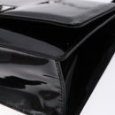 Salvatore Ferragamo Chain Gancini Shoulder Bag Enamel Black Silver Auth 138867-10