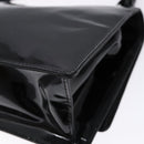 Salvatore Ferragamo Chain Gancini Shoulder Bag Enamel Black Silver Auth 138867-12